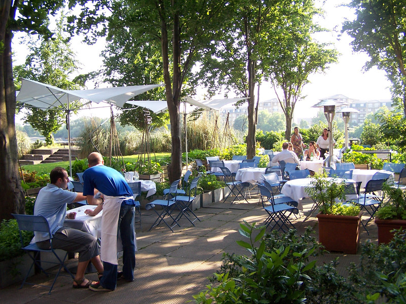 The terrace garden has become an integral part of The River Cafe experience